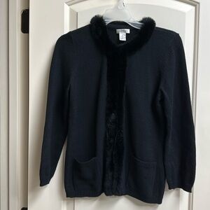 Harold’s cashmere fur trimmed cardigan sweater